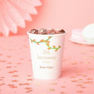 10th anniversary orange lavendar leaf name classic paper cups