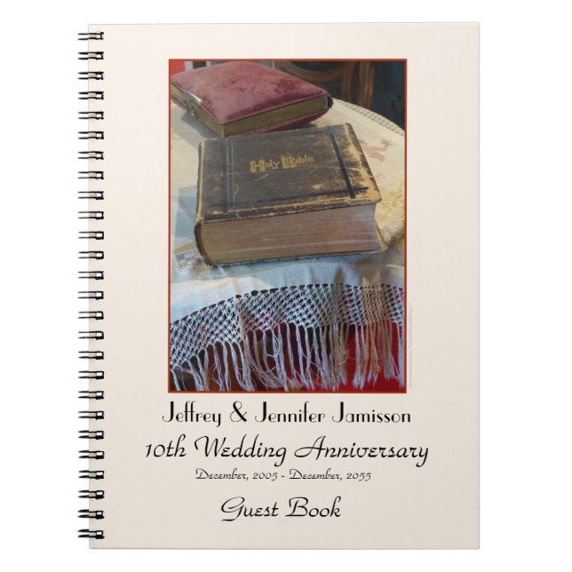 10th Anniversary Party Guest Book, Vintage Bible   Notebook (Front)