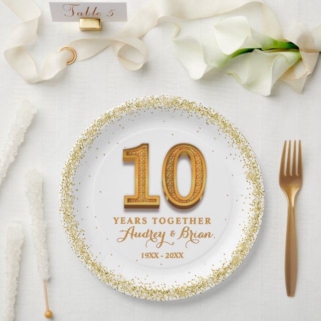 10th Anniversary Personalised Paper Plate (Wedding)
