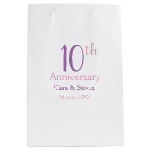 10th anniversary purple pink bold retro name simpl medium gift bag