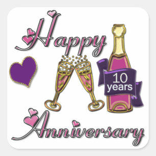 10th. Anniversary Square Sticker