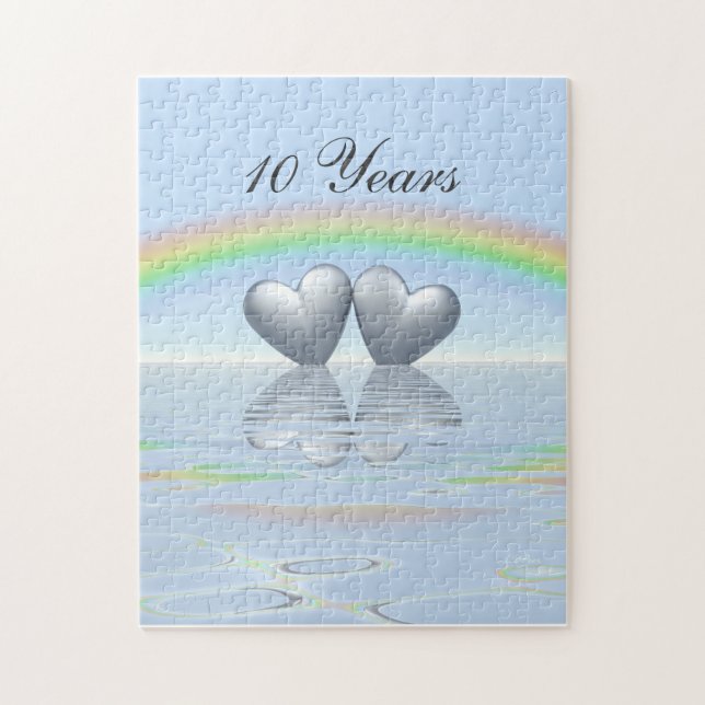 10th Anniversary Tin Hearts Jigsaw Puzzle (Vertical)