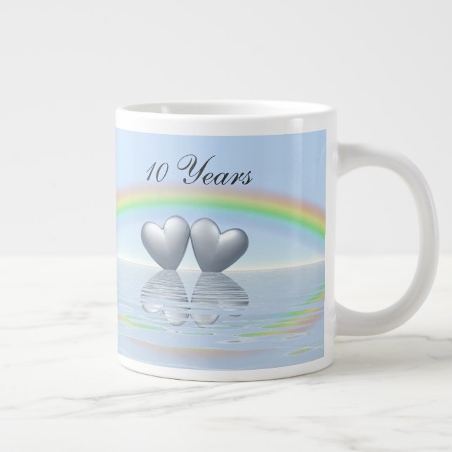 10th Anniversary Tin Hearts Large Coffee Mug (Right)