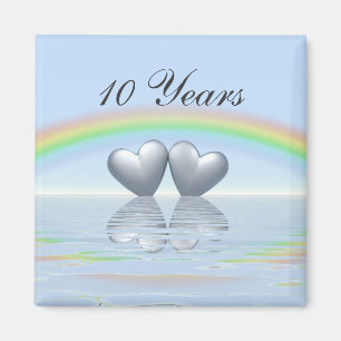 10th Anniversary Tin Hearts Magnet