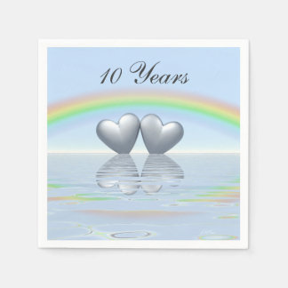 10th Anniversary Tin Hearts Napkin