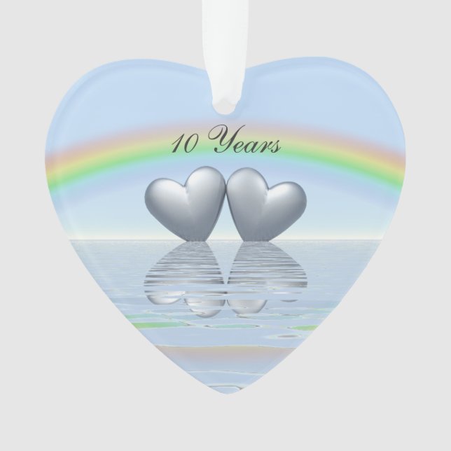 10th Anniversary Tin Hearts Ornament (Front)