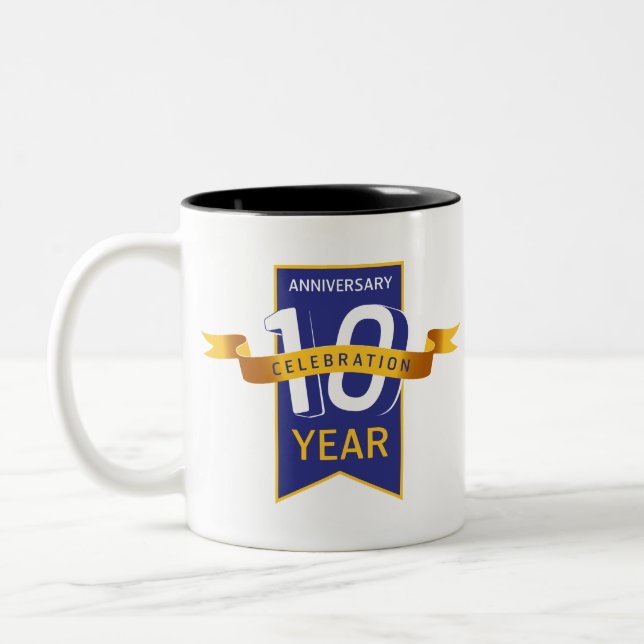 10th_anniversary Two-Tone coffee mug (Left)