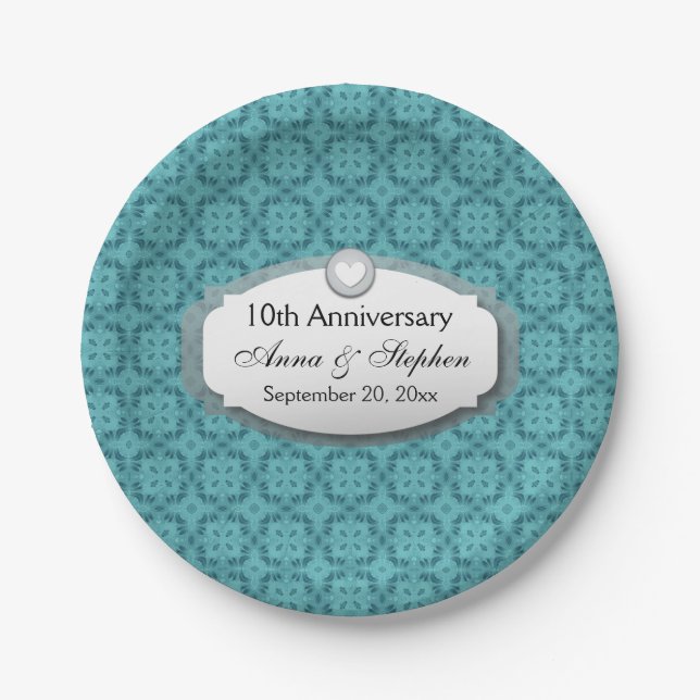 10th Anniversary Wedding Anniversary Z09 Paper Plate (Front)