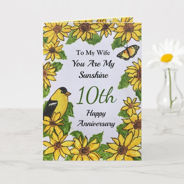 10th Anniversary Wife You Are My Sunshine Card (Small Plant)