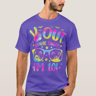 10th Bday Peace Out Single Digits Im 10 Tie Dye  T-Shirt