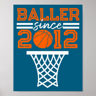 10th Birthday 2012 Basketball Player Boys Girls Ba Poster