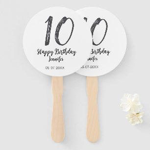 10th birthday add name date year black template go hand fan