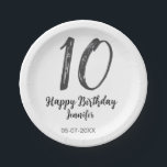 10th birthday add name date year black template go paper plate<br><div class="desc">editable design</div>