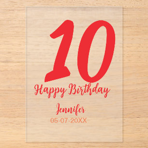 10th birthday add name date year red template