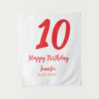 10th birthday add name date year red template 