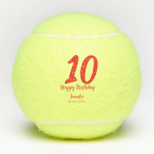 10th birthday add name date year red template tennis balls