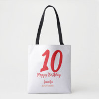 10th birthday add name date year red template 