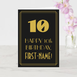 10th Birthday – Art Deco Inspired Look "10" & Name Card