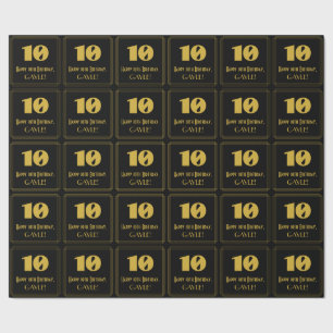 10th Birthday – Art Deco Inspired Look "10" & Name Wrapping Paper