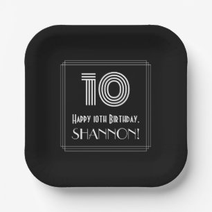 10th Birthday — Art Deco Inspired Look “10”  Paper Plate