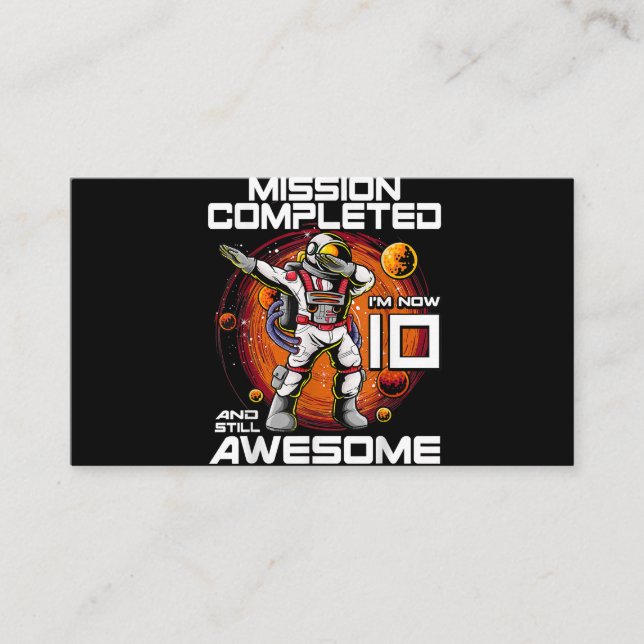 10th Birthday Astronaut 10 Years Old Outer Space B Enclosure Card (Front)