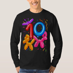 10th Birthday Balloon Animals Balloon Themed Birth T-Shirt