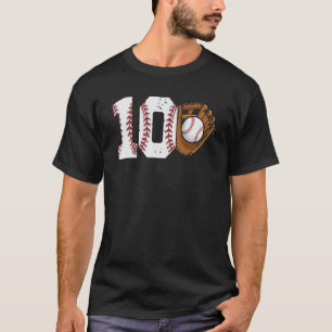 10th Birthday Baseball Big Number 10 Year Old Boy  T-Shirt