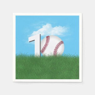 10th Birthday Baseball In Green Grass Napkin