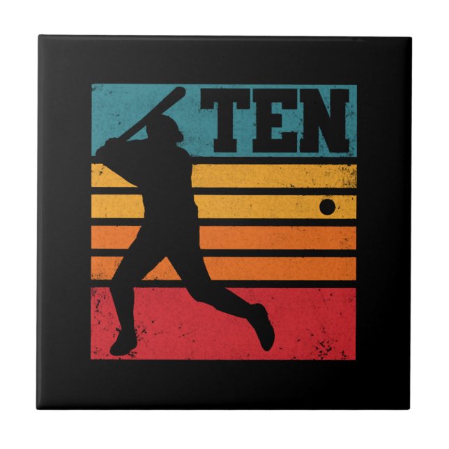 10th Birthday Baseball Softball Tile (Front)