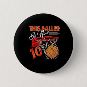 10th Birthday Basketball  Fun 10 Years Old Kids Gi 6 Cm Round Badge