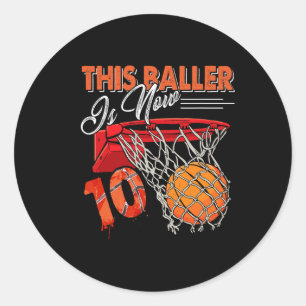 10th Birthday Basketball  Fun 10 Years Old Kids Gi Classic Round Sticker