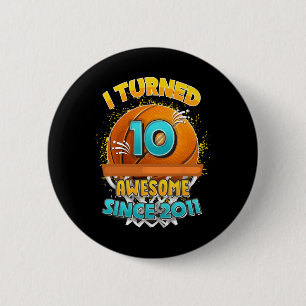 10th Birthday basketball  I Turned 10 Year Old Gif 6 Cm Round Badge