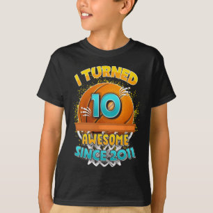 10th Birthday basketball I Turned 10 Year Old Gif T-Shirt