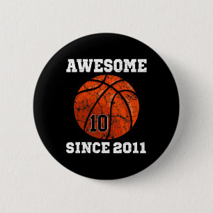 10th Birthday Basketball Lover Gift 10 Years Old V 6 Cm Round Badge