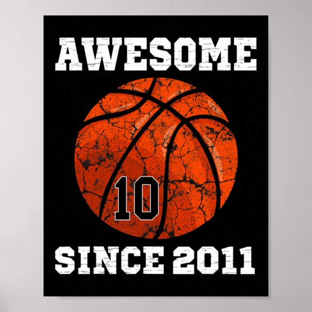 10th Birthday Basketball Lover Gift 10 Years Old V Poster (Front)