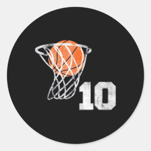 10th Birthday Basketball Ten 10 Years Old Boys Kid Classic Round Sticker