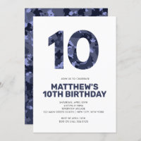 10TH Birthday,  Blue Camo Personalised Party