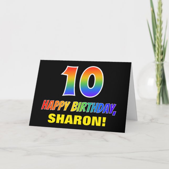 10th Birthday: Bold, Fun, Simple, Rainbow 10 Card (Front)
