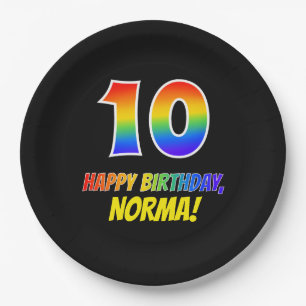 10th Birthday: Bold, Fun, Simple, Rainbow 10 Paper Plate