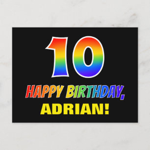 10th Birthday: Bold, Fun, Simple, Rainbow 10 Postcard