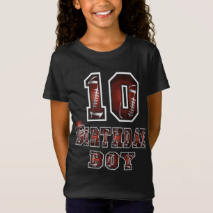 10th Birthday Boy 10 Years Old Football Lover Them T-Shirt