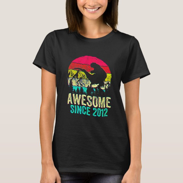 10th Birthday Boy Awesome Since 2012 Dinosaur Rex T-Shirt (Front)