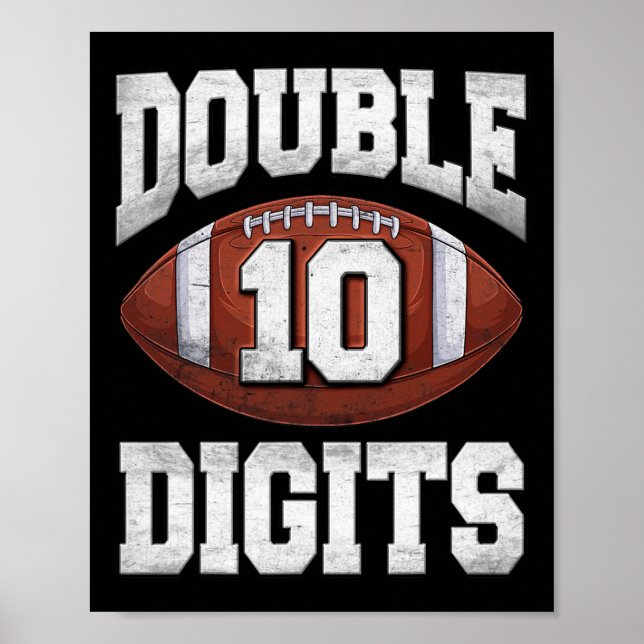 10th Birthday Boy Double Digits 10 Year Old Footba Poster (Front)