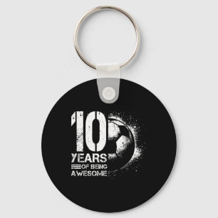 10th Birthday Boy Girl Soccer Player Football 10 Y Key Ring