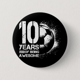 10th Birthday Boy Girl Soccer Player Footll 10 Yea 6 Cm Round Badge