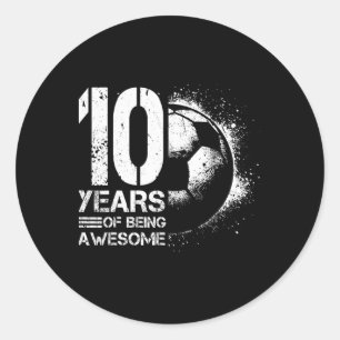 10th Birthday Boy Girl Soccer Player Footll 10 Yea Classic Round Sticker