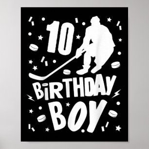 10th Birthday Boy Ice Hockey Kids 10 Years Old Par Poster