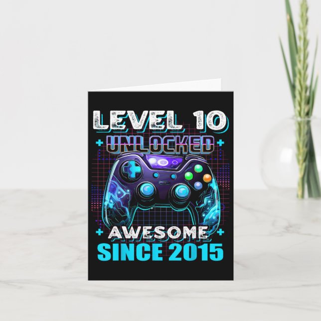 10th Birthday Boy Level 10 Gamer 10 Year Video Gam Card (Front)