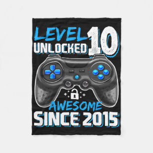 10th Birthday Boy Level 10 Gamer 10 Year Video Gam Fleece Blanket