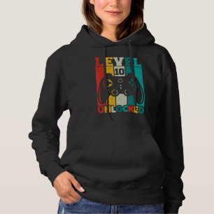 10th Birthday Boy Level 10 Unlocked 10 Year Old Vi Hoodie